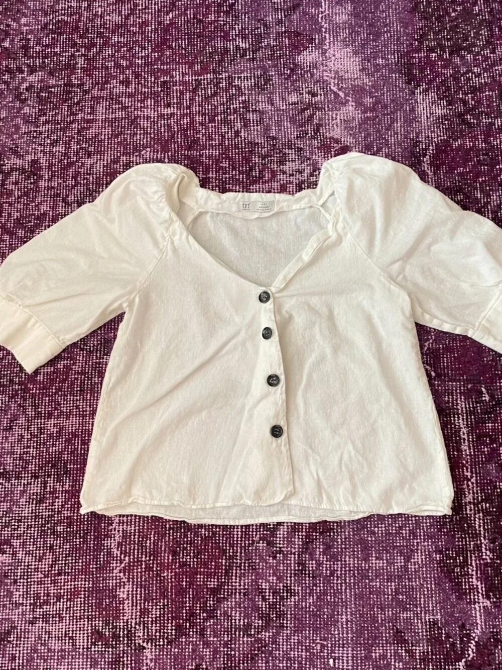 Zara white linen puff sleeve top cottage soft girl twee
